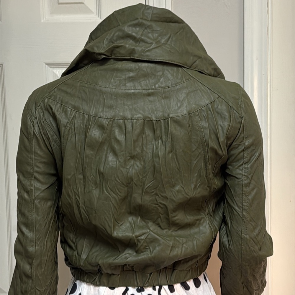 BEBE Faux Leather Green Jacket - Picture 11 of 16